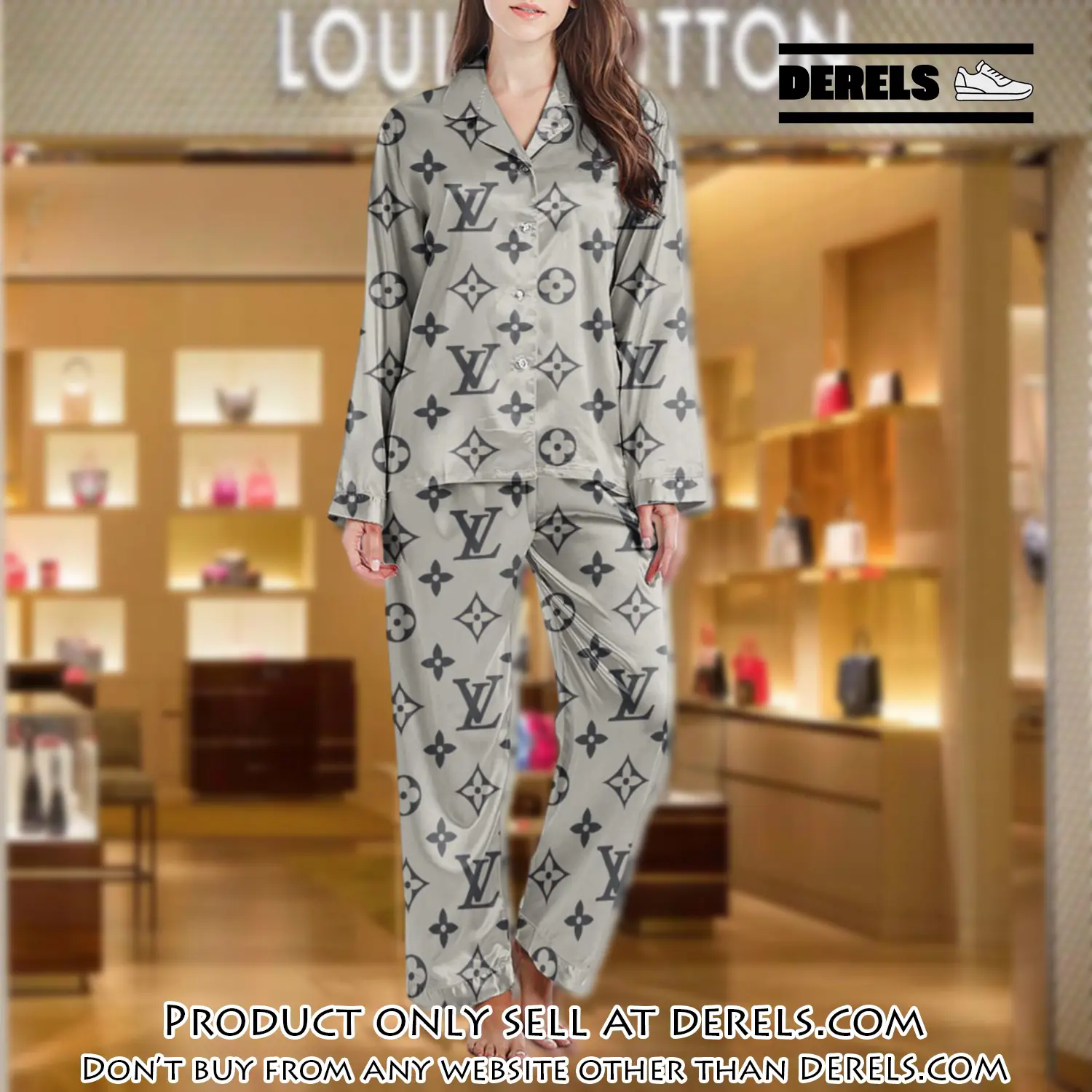 Lv monogram long satin pajama set pjs1018 dr3436250